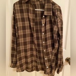 Women’s brown oversized flannel
